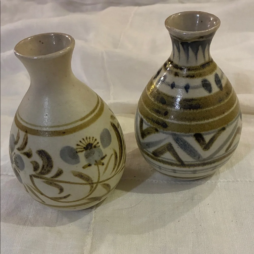 Japan Stoneware Vases Set/2 Stoneware Pottery Bud Vases Creative Decorative Co.